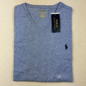 Polo Ralph Lauren‎ Mens V Neck T Shirt Cobalt Heather Blue Short Sleeve